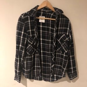 🌟SALE🌟NWOT ZARA Navy blue/white checkered flannel
